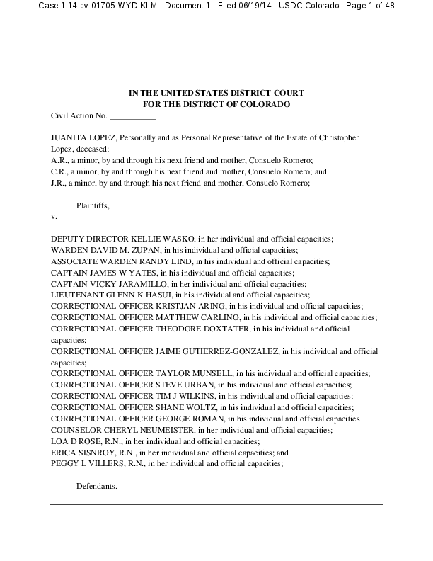 Lopez, et al. v. Wasko, et al. (D. Colo. 2014)