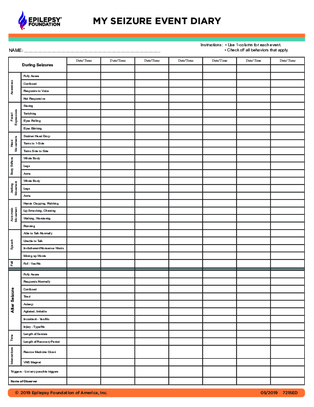 My Seizure Event Diary